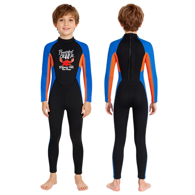2.5mm Thick Neoprene Boys Girs Wetsuit Back Zipper Cold Proof Keep Warm Full Body Wetsuit For Children Swimming Snorkeling Surf