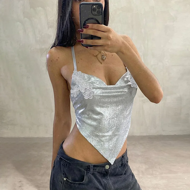 Tsiisd Top Corto de Moda para Mujer, Estampado, con Espalda Descubierta y Cordones, Estilo Urbano, Sexy, para Fiesta y Club, Y2K, Chaleco Femenino, Verano 2026