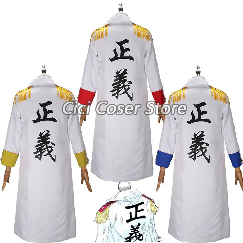 

Anime Vice Admiral Monkey·D·Garp Cosplay Costume White Long Trench Coat For Men Women Halloween Carnival Party Uniform Outfits