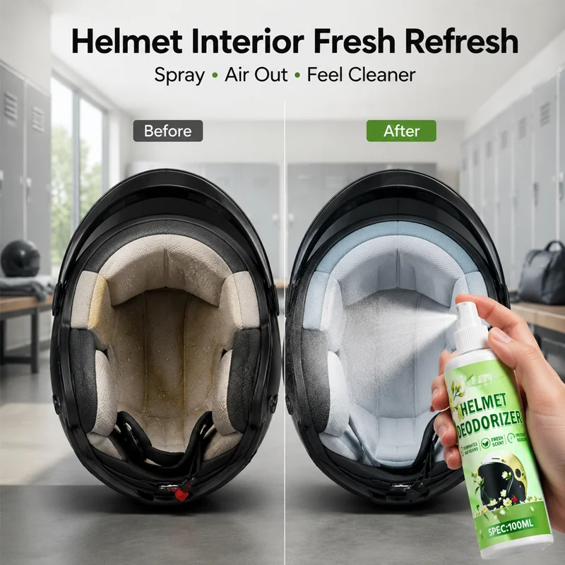 100ML Instant Helmet Deodorizer Spray Long Lasting Fresh Scent Sweat Odor Remover For Motorcycle Gear Gloves Clothing