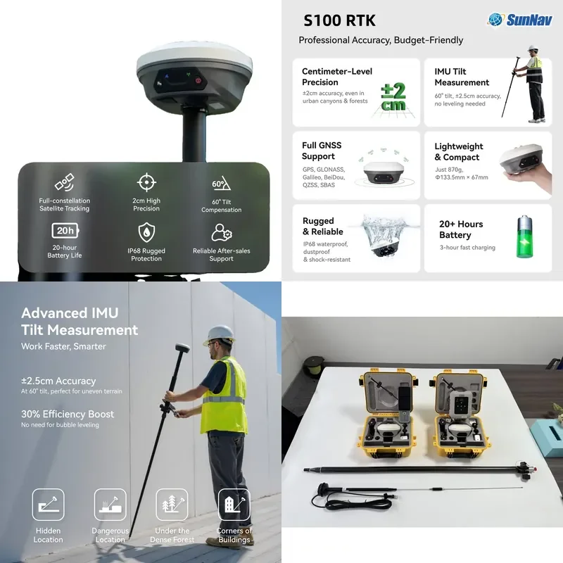 S100 GPS Survey Equipment Sino T300 Rtk Gnss IMU Sinognss GNSS RTK Earth Area Land Survey Comnav Gps