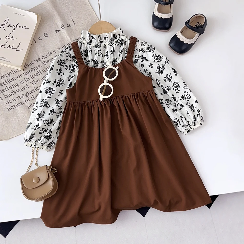 Bear Leader Kids Dresses for Girls Summer Children\'s Fashionable Coffee Colored Camisole Vest Dress Baby Girls for Daily Wear