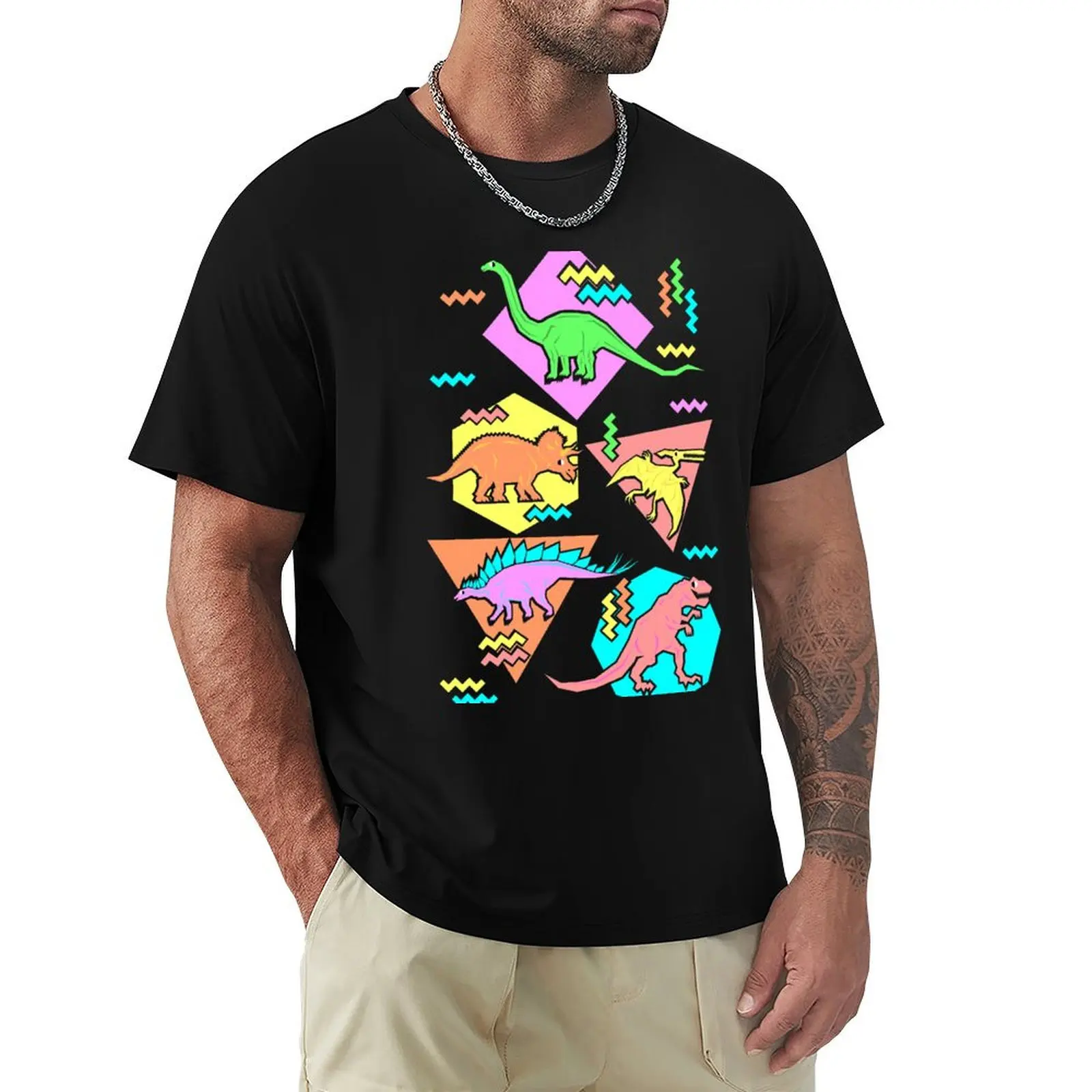

Nineties Dinosaurs Pattern T-Shirt graphic tee shirt Louboutins anime t shirts sweat shirts, men