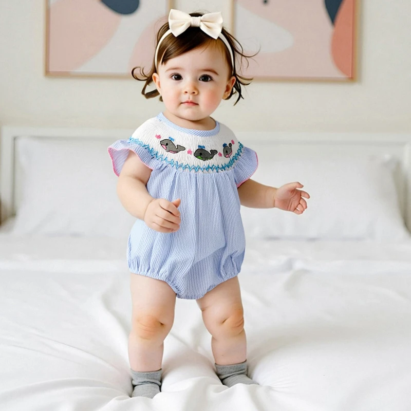 

Очаровательное платье-русалка с вышивкой для малышей, рукавами с рюшами и блестящими пайетками — летний праздничный наряд для маленькой девочки