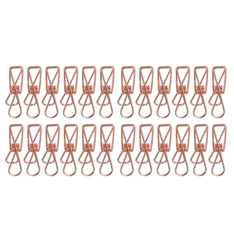 

Pack Of 25 Rose Gold Small Metal Clips - Multi-Purpose Clothesline Utility Clips