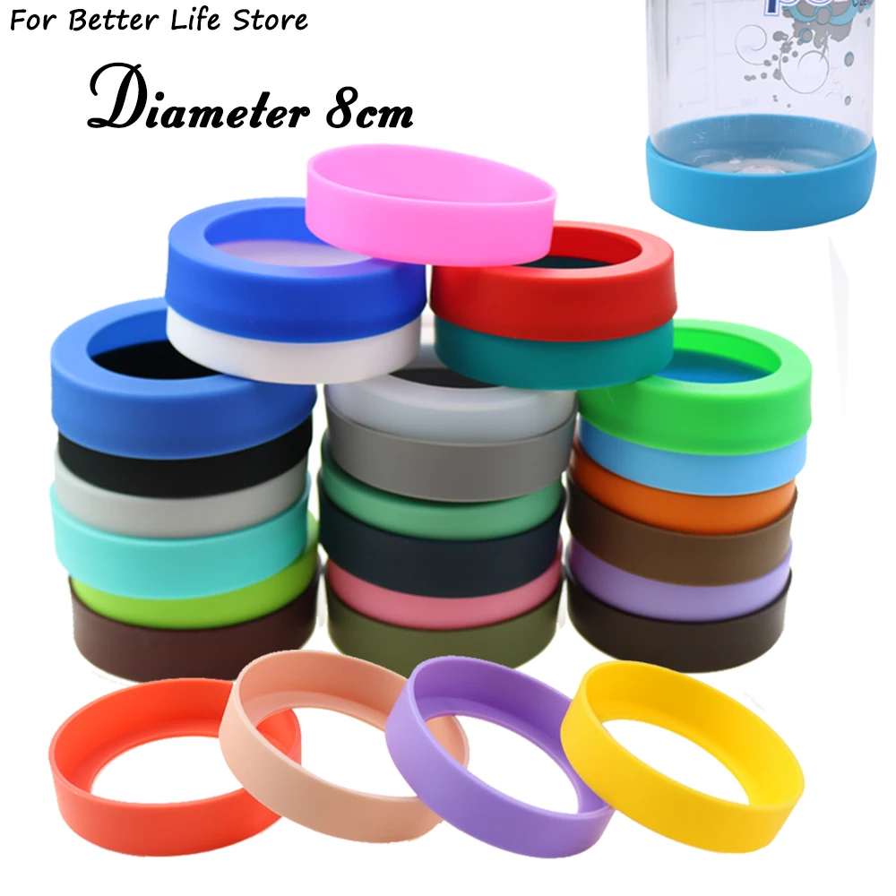 1Pc 8CM Silicone Water Cup Gasket Anti-wear And Scratch Sleeve Insulation Bottom Protective Washable And Reusable Odorless