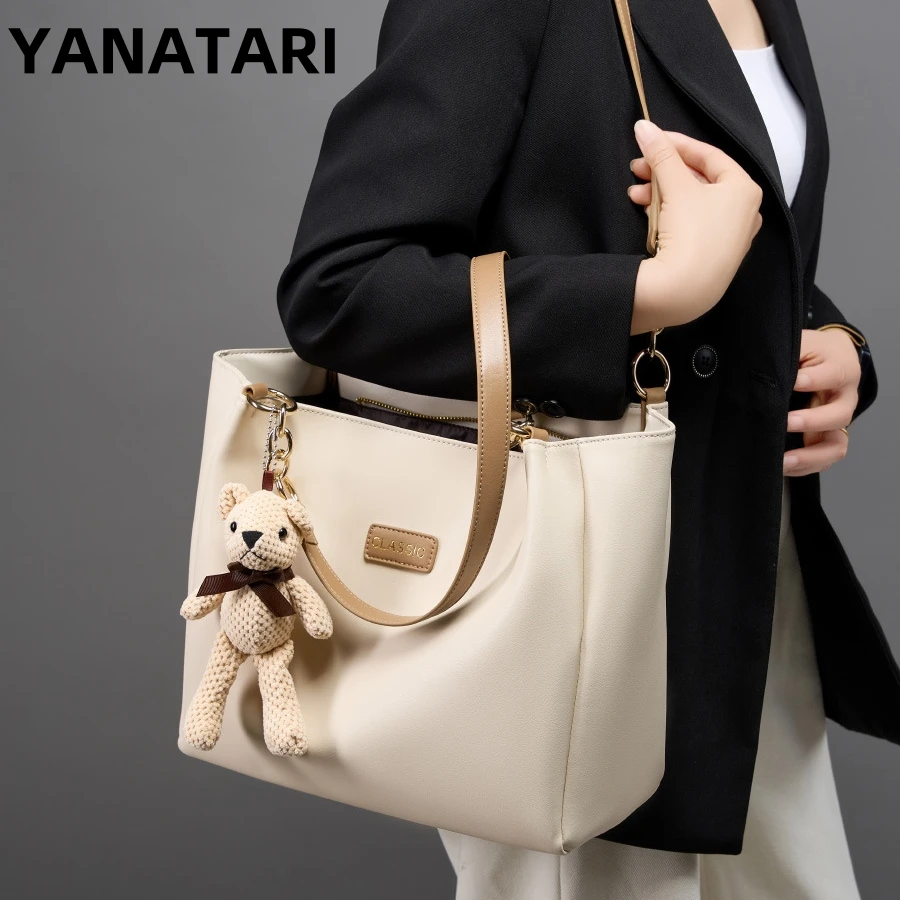 

YANATARI Luxury woman Shoulder bag soft leather large capacity square fashion tote bag Fashionable Handbag Shopping underarm bag
