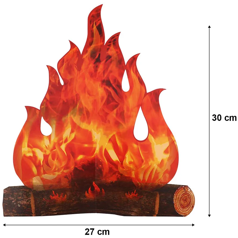 Fake Fire Fake Flame Camping Decoration 3D Cardboard Campfire Centerpiece Artificial Flames Campfire Party Decor for Camp Party