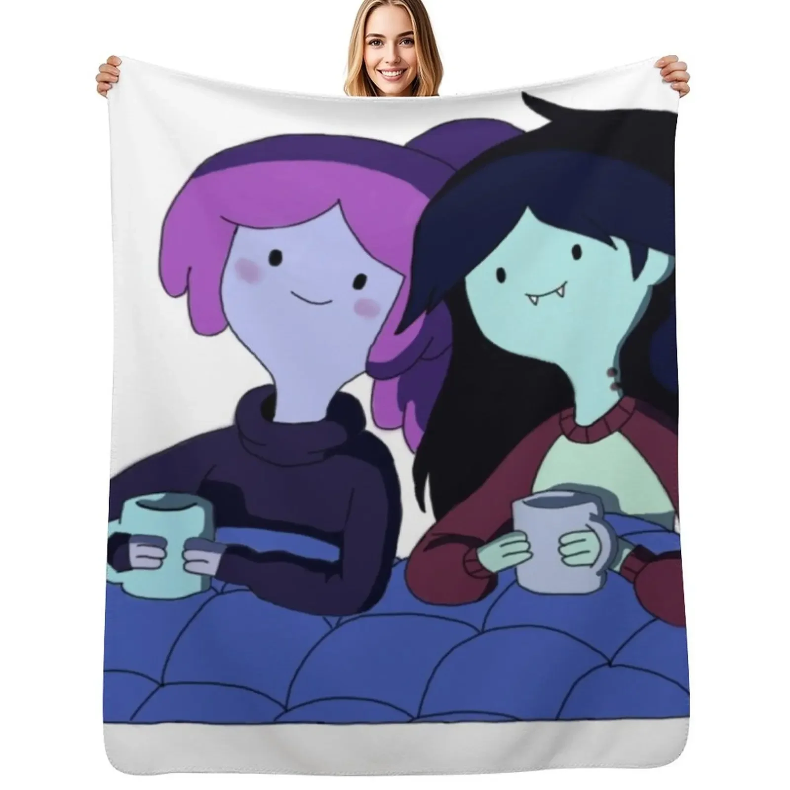 

Princess Bubblegum and Marceline Throw Blanket Soft Retros Plaid on the sofa Blanket