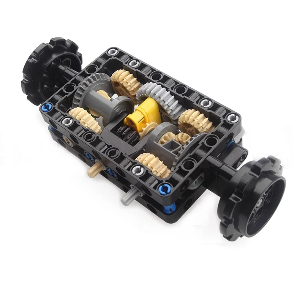 Estructura de dirección de tanque de MOC-19788, Control de Motor de potencia de engranaje, brazo de agujero diferencial, ensamblaje de viga, bloques de construcción de partículas pequeñas