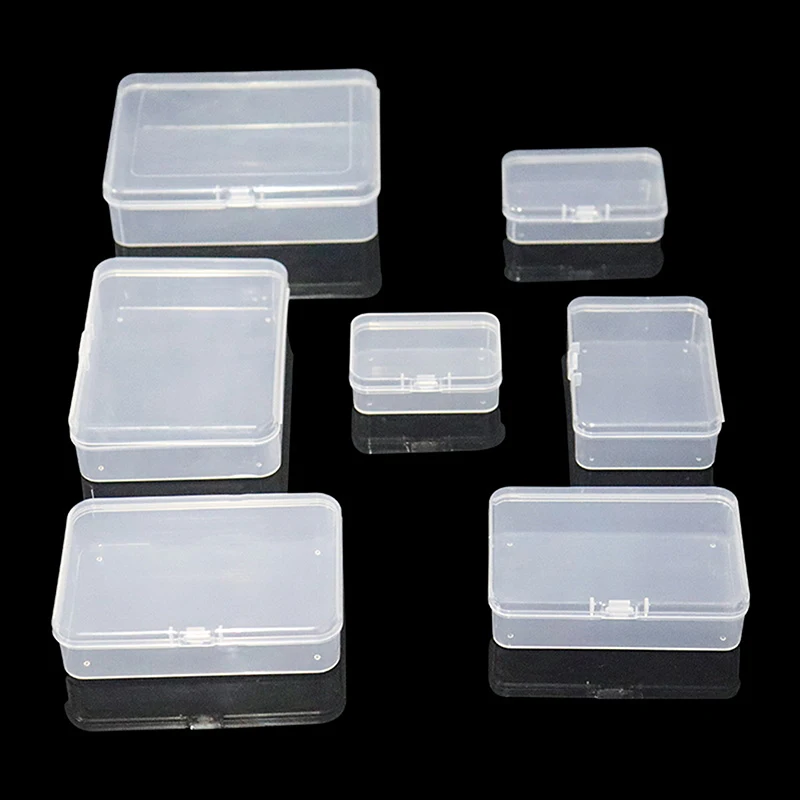 10pcs Rectangular Transparent Plastic Box Jewelry Card Stationery Storage Box Small Item Storage Box