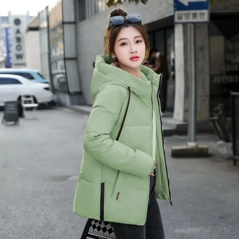 Down Cotton-Padded Women's New Hooded Winter Short Jacket Women's Loose Fashion Joker Student Warm Cotton-Padded Coat 2023