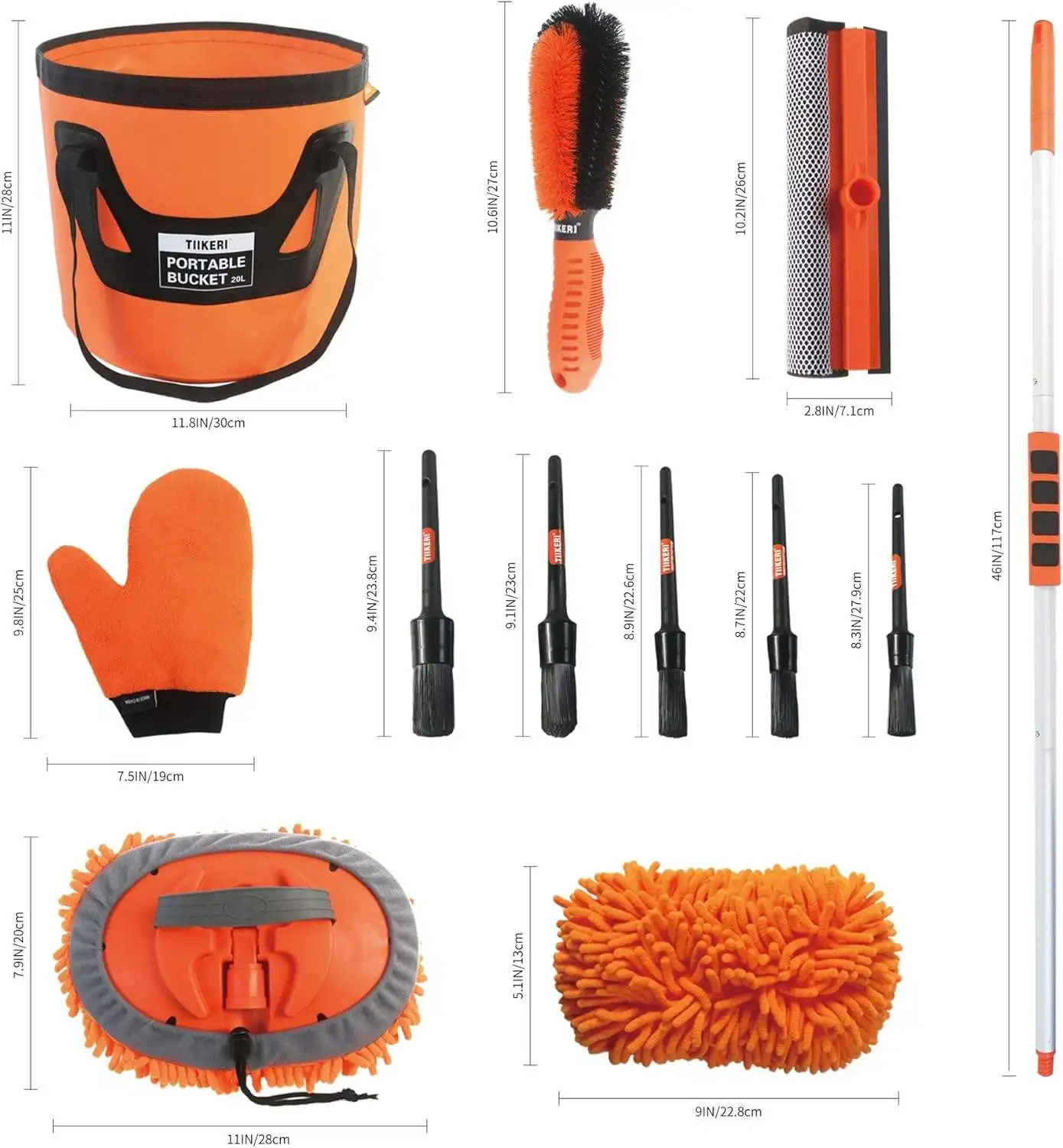 Plastic Car Wash Bucket 14-piece Set Car Cleaning Car Wash Brush Tool Set with Tote Bag