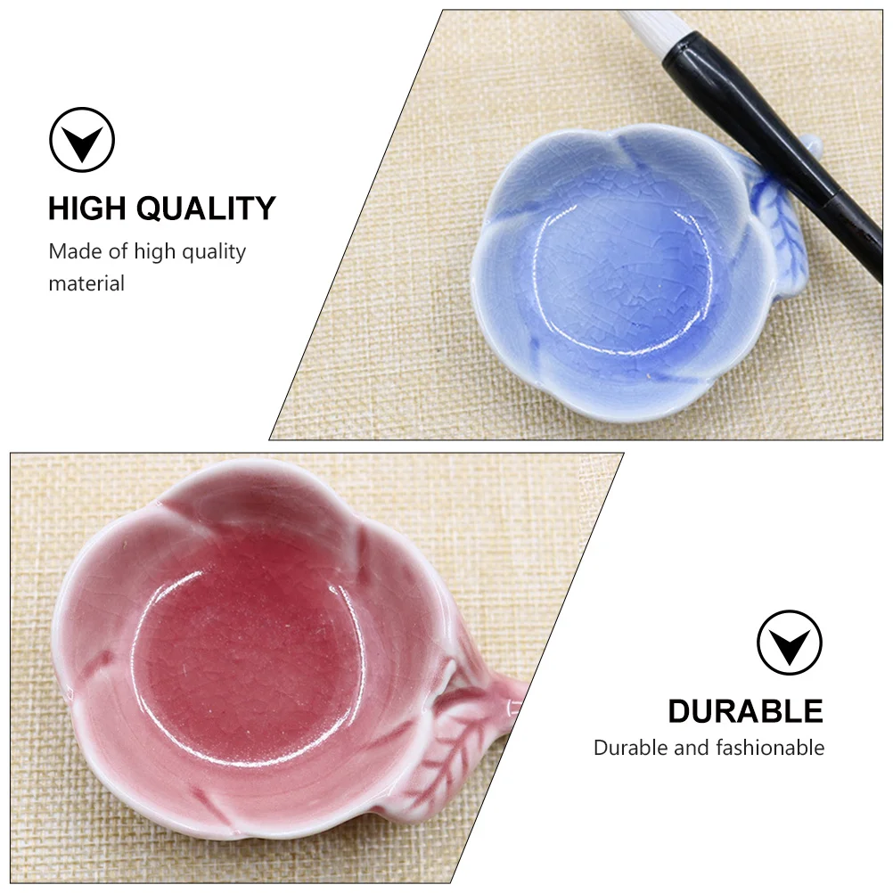 

2Pcs Ceramic Ink Plate Plum Blossom Calligraphy Dish Practical Ink Tray for Calligraphy Painting Art Students Brush Holder