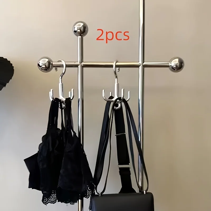 Rotating Hook Clothes Hook Non-Perforated 4 Claws Organizer Bag Tie Scarf Coat Hat Hanger Organizer Wardrobe Storage Rack