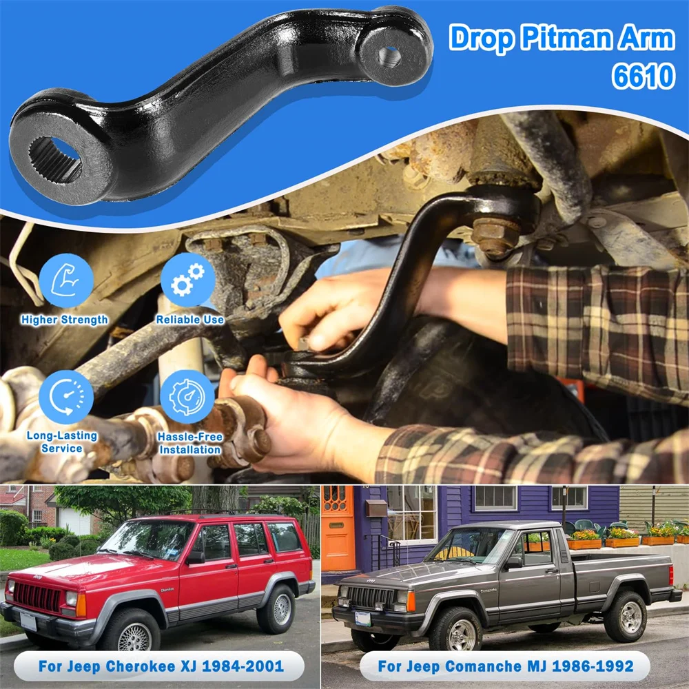 Drop Pitman Arm 6610 for Jeep Cherokee XJ 1984-2001 Jeep Comanche MJ 1986-1992, Pitman Arm Power for 6