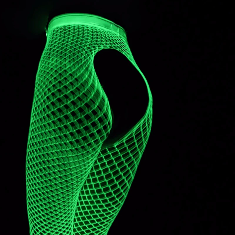 Luminous Fishnet Stockings for Moving One-pieces Mesh Leggings Tights High Waist Perspective Glow In The Dark Lingerie