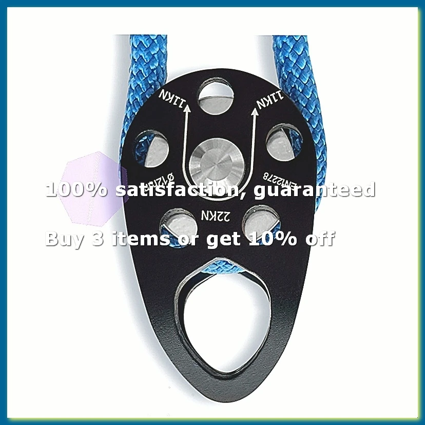 ●Rock Climbing Pulley Aluminum Alloy 22KN Light-Weight Portable Heavy Duty Single Fixed Swing Pulley Black-A57M