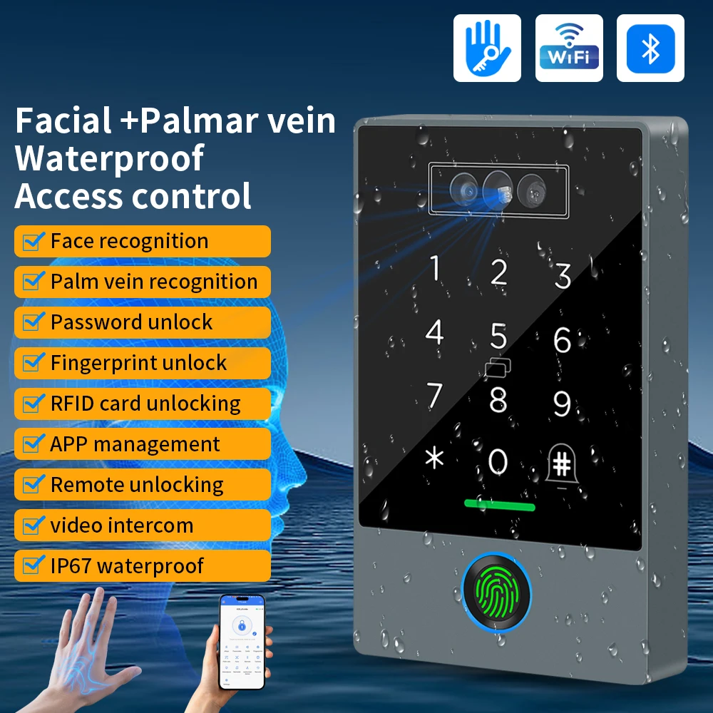 ​TTLOCK Home Security Visual Intercom Face Recognition Fingerprint WiFi Intelligent 13.5Hz Waterproof IP67 Access Control​