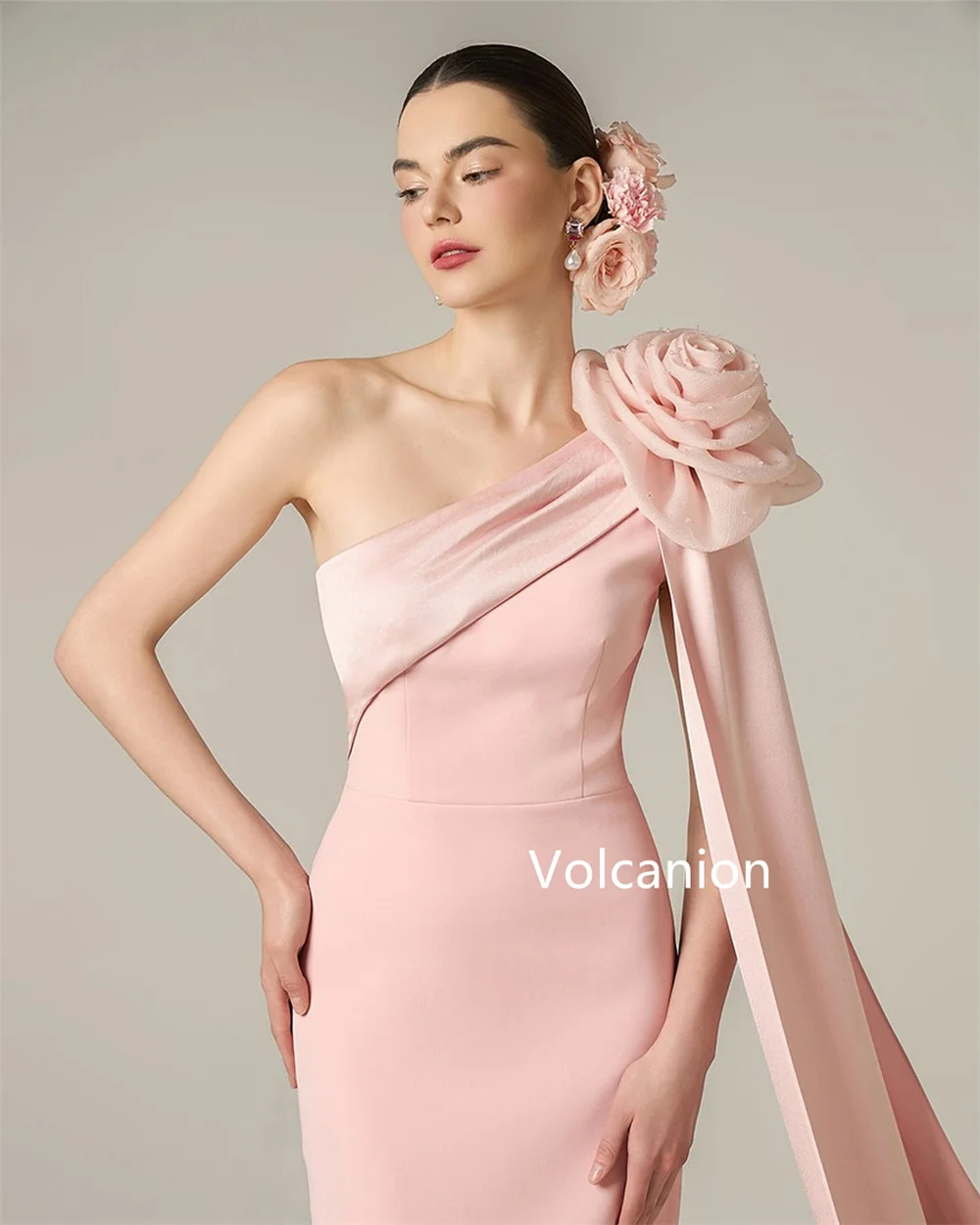 Jersey Kustom Gaun Panjang Satu Bahu Lurus Bunga Buatan Tangan Acara Dipesan Lebih Dahulu Indah Sederhana Kualitas Tinggi