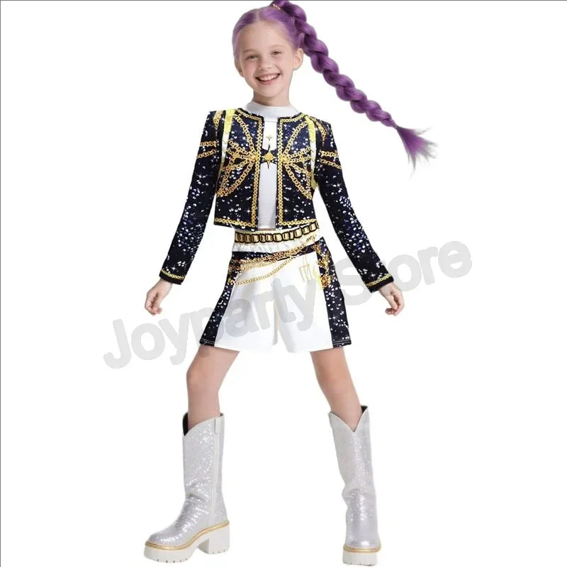 ملابس الفتيات ميرا رومي زوي للمسرح أزياء تنكرية سوداء للفتيات زي موحد لحفلات الهالوين لعب الأدوار مطبوعة فستان بتصميم حالم