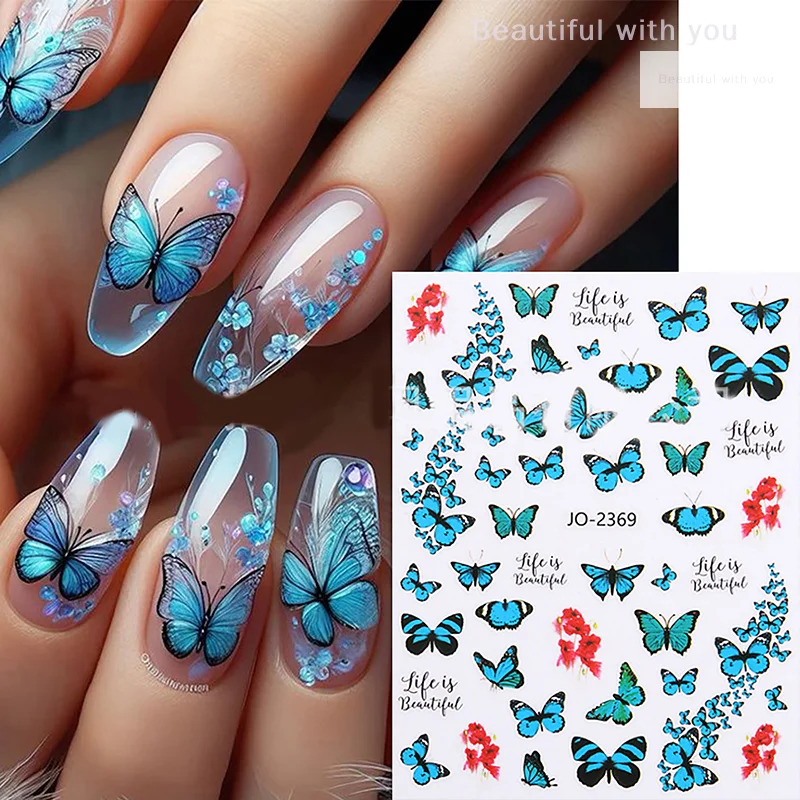 

3D Butterfly Nail Art Stickers Colorful Butterflies Design Adhesive Nail Decals Flower Charms Manicure Decor