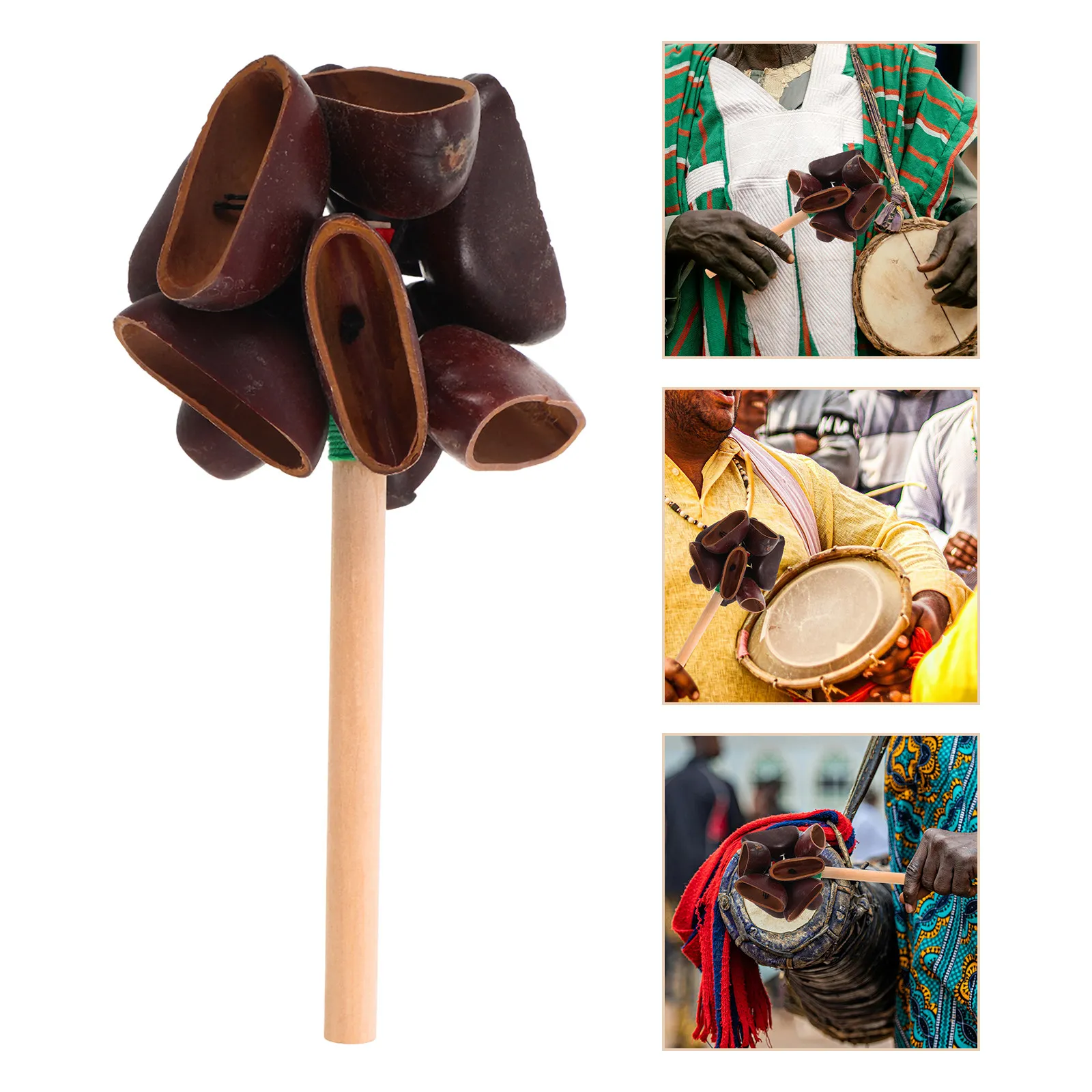 Chocalho de Madeira Musical para Bebês, Crianças e Atividades de Festa de Carnaval