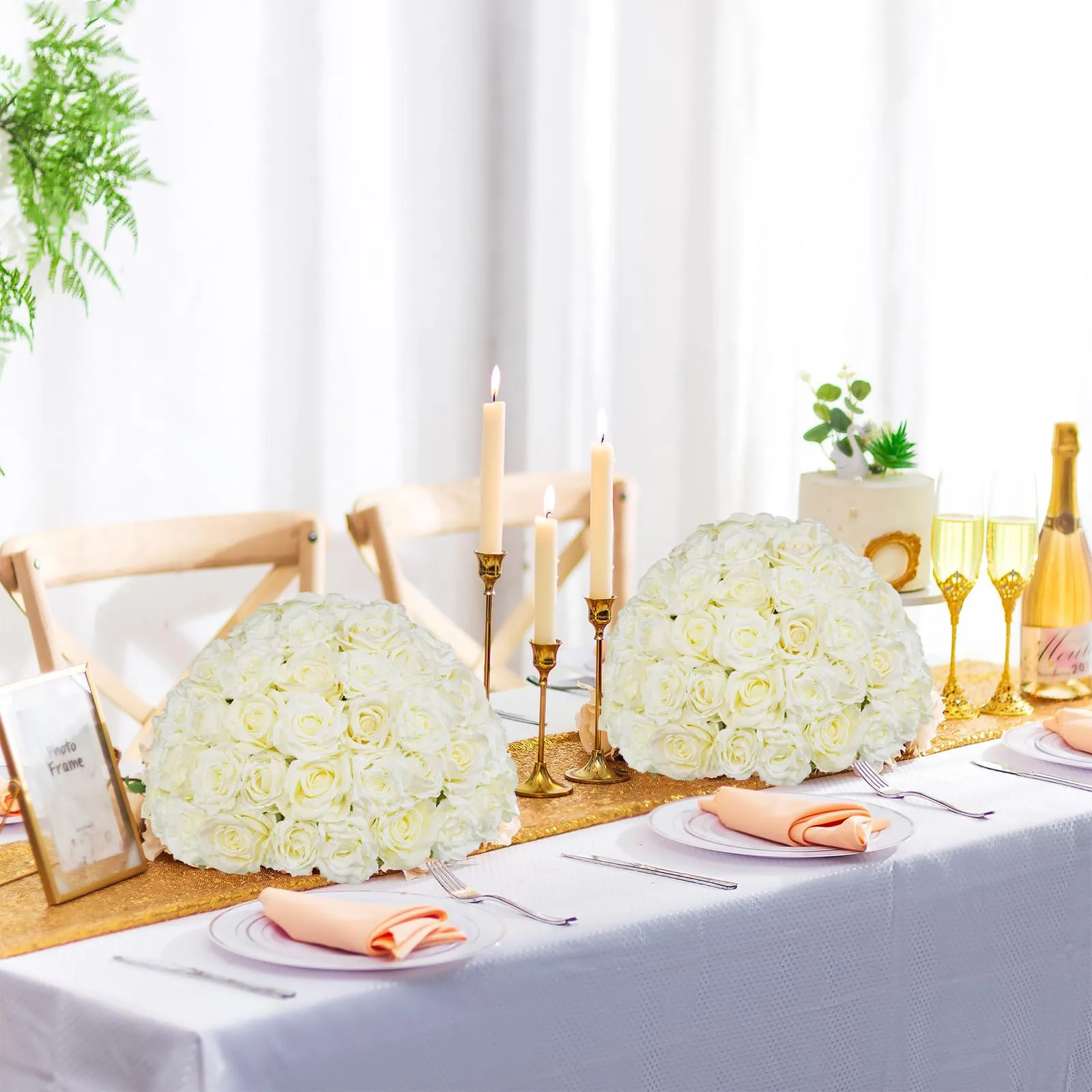 

50/40/30cm White Large Flower Ball Artificial Table Centerpiece for Event Wedding Party Decor Road Lead Floral Arrangement