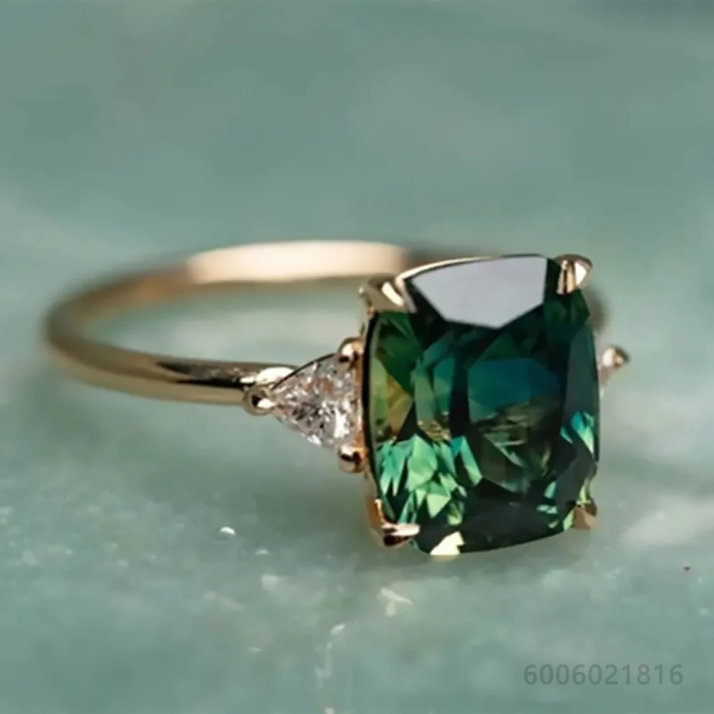 925 Sterling Silver Size 7-10 Green Zircon Square Ring For Women Men Fashion Jewelry Vintage Charm Noble Party Birthday Gift