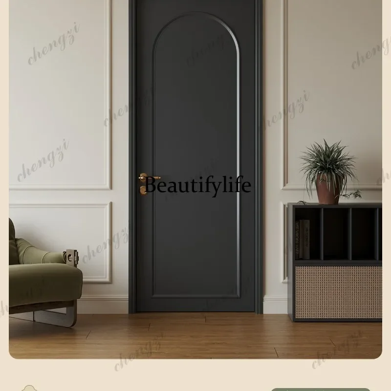 F181 Solid wood bedroom door soundproof composite paint modern simple set door, European French room door
