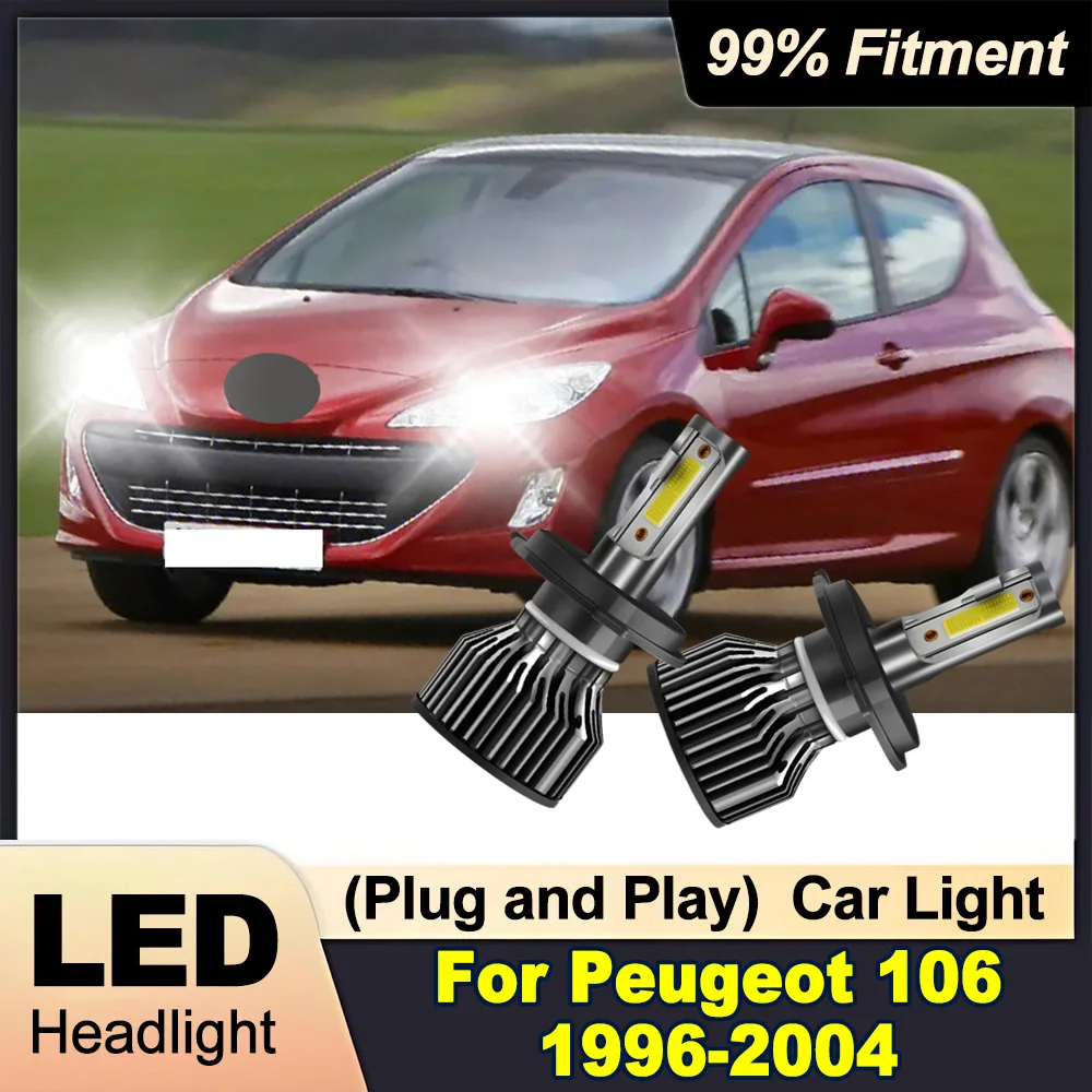 2 قطعة سيارة LED المصباح 6000K الأبيض H4 عالية منخفضة شعاع كشافات 30000LM 300 واط لبيجو 106 1996-2003 2004 التوصيل والتشغيل ضوء السيارة