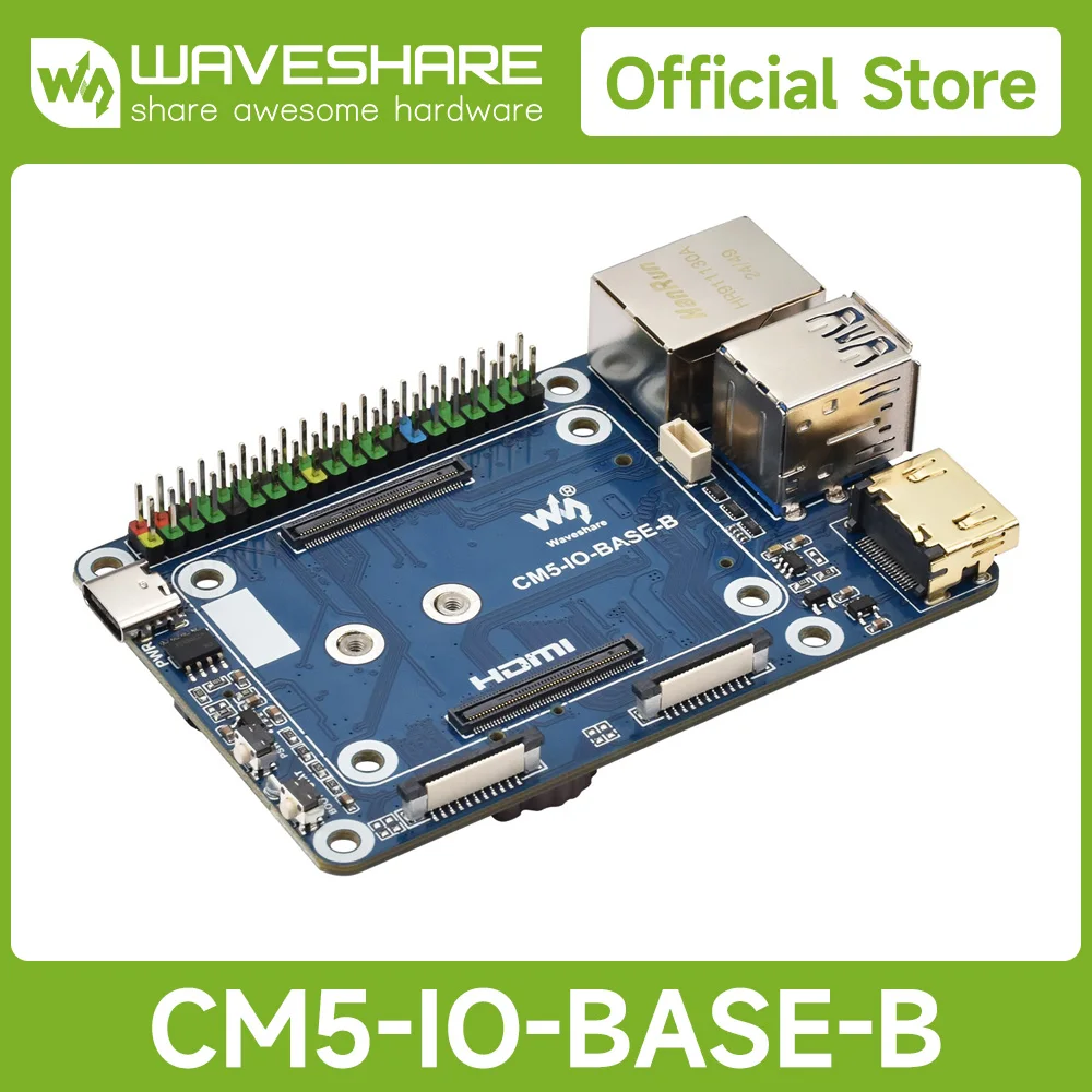 Waveshare RMini Base Board (B) designed for Raspberry Pi Compute Module 5, Onboard EEPROM And Encryption Chip