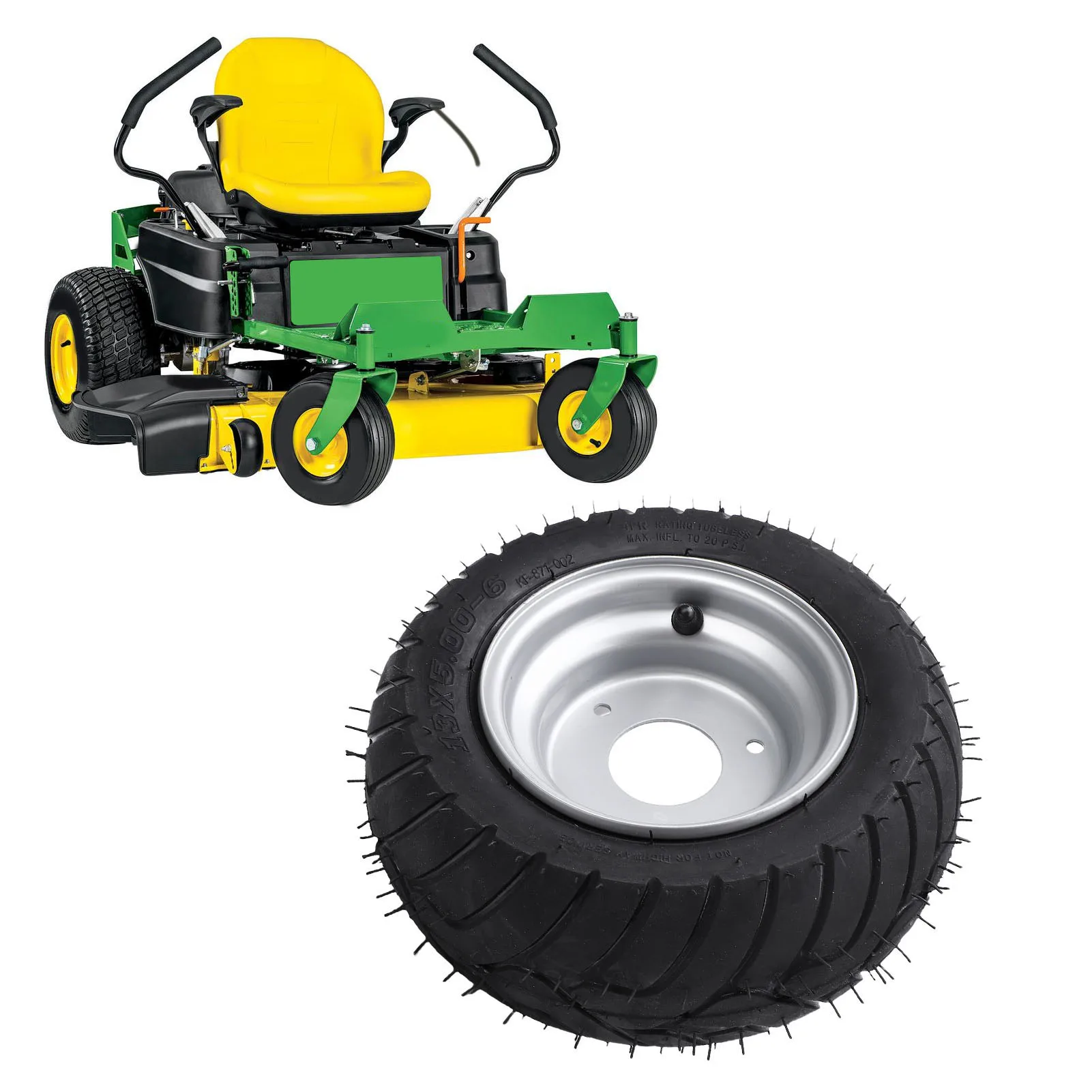 

13x5.00-6 13/5.00-6 Tire 6 Inch Anti Slip Tire and Wheel Assembly with Rim for ATV Quad Off Road Go Kart Golf Cart Mini Bike Mow