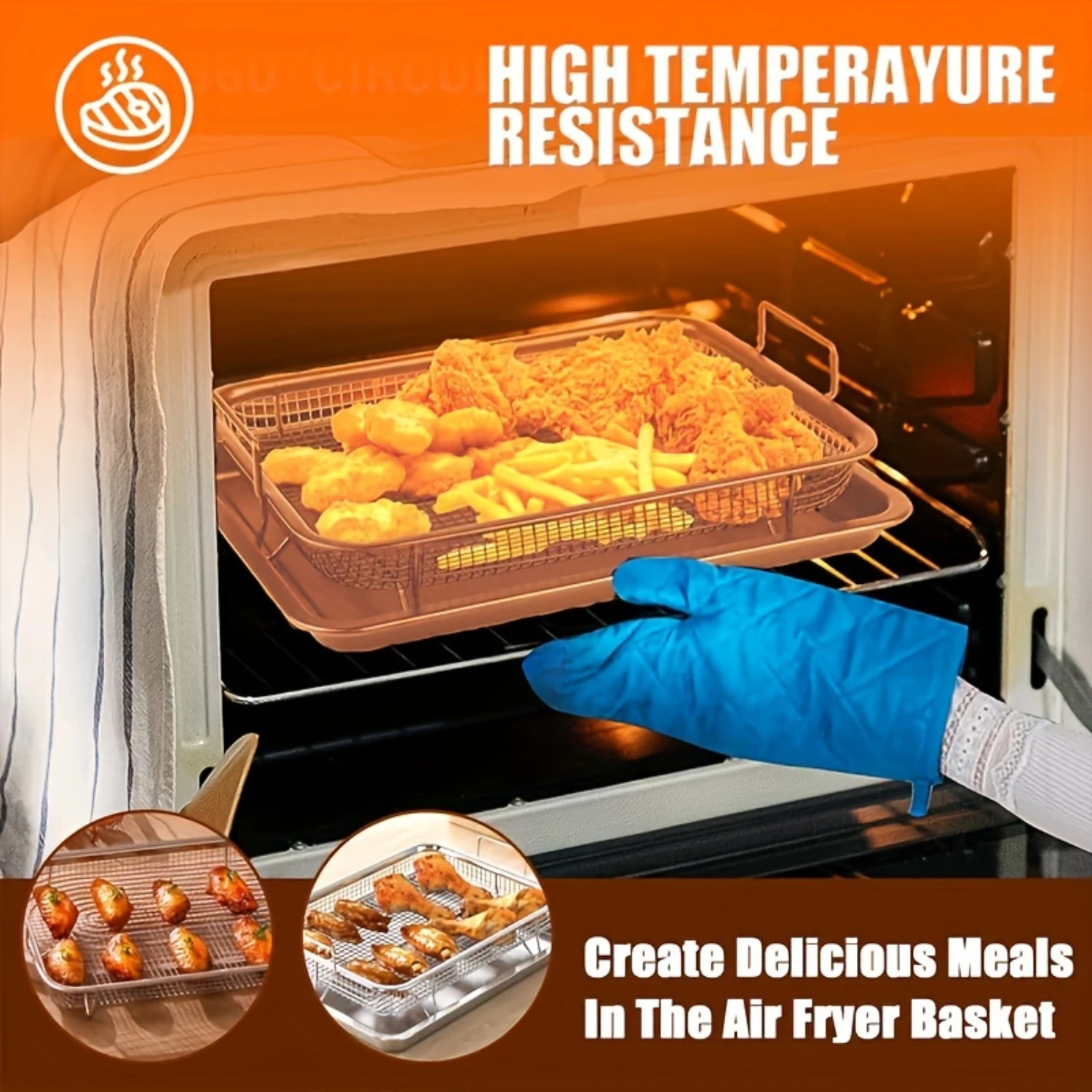 Stainless Steel Baking Pan with Mesh Rack for Air Fryer, BBQ Tool Accessory