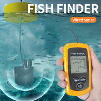 PUPOPAN Portable Handheld Fish Depth Finder Sonar Castable LCD Screen Kayak Boat Fishfinder Transducer for Water Fishing