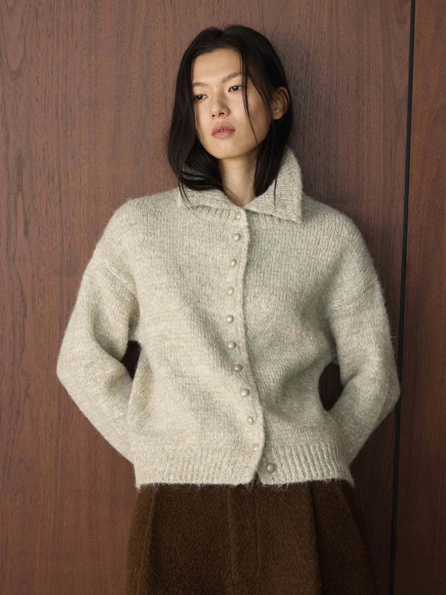 

Зимняя новая корейская ретро модная сумка с высоким галстуком, вязаный шерстяной свитер, свободный топ для женщин