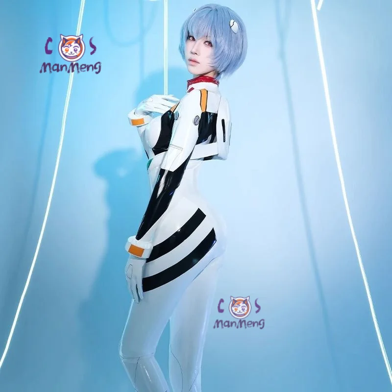 

EVA Ayanami Rei Anime Cosplay Costume Halloween leather tight jumpsuit accessories props wig set women's sexy battle suit