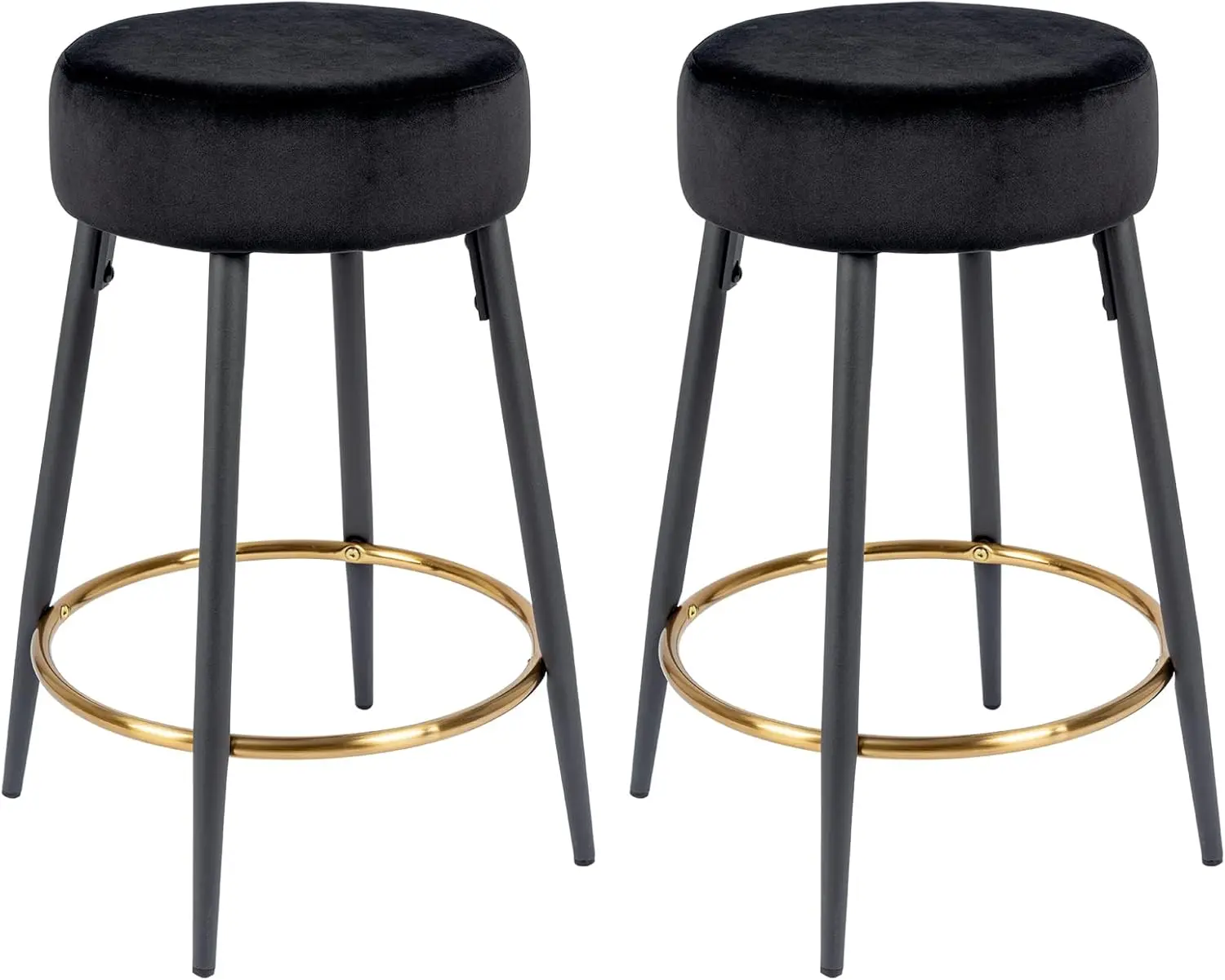 Duhome Counter Height Bar Stools Set Of 2, Velvet Kitchen Stools Upholstered Dining Chair Stools 24 Inches Height With Golden