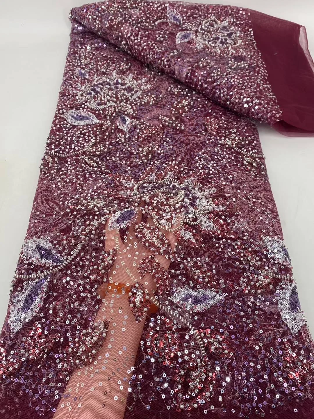 

Latest African 3D Flower Lace Fabric Embroidery 2025 French Sequins Mesh Lace Fabric Nigerian Tulle Lace For Party Dress