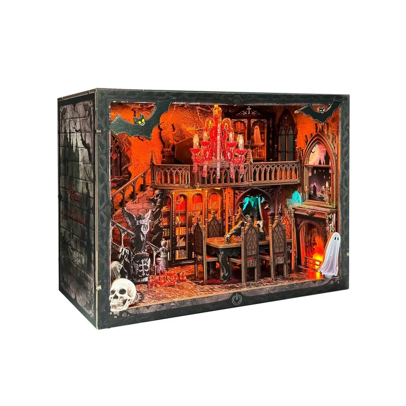 Dark Family DIY Bücherregal-Organizer 3D Holzpuzzle Miniatur-Szene Lehrreiches Modellspielzeug für Buchliebhaber