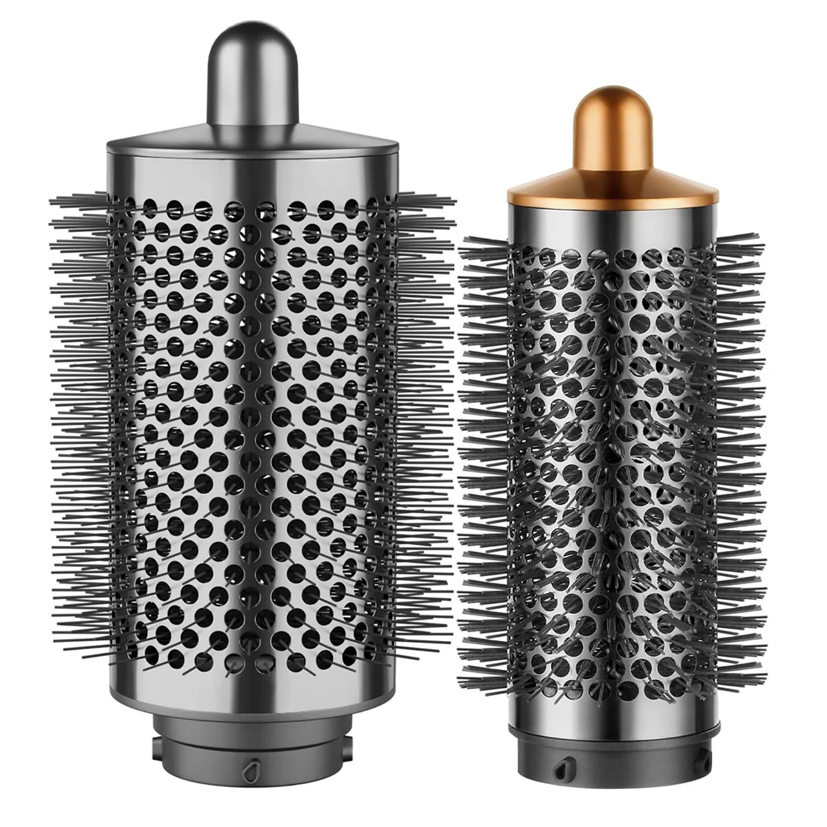 HIWS لمرفق فرشاة تكثيف مستديرة كبيرة وصغيرة - تعزيز الحجم والنمط بسهولة رمادي + ذهبي