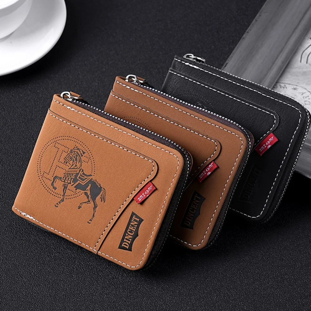 Trendy Splicing Fashion PU Retro Wax Oil Leather Short Style Men's Wallet Coin Short Style Card Clip Purse for Women