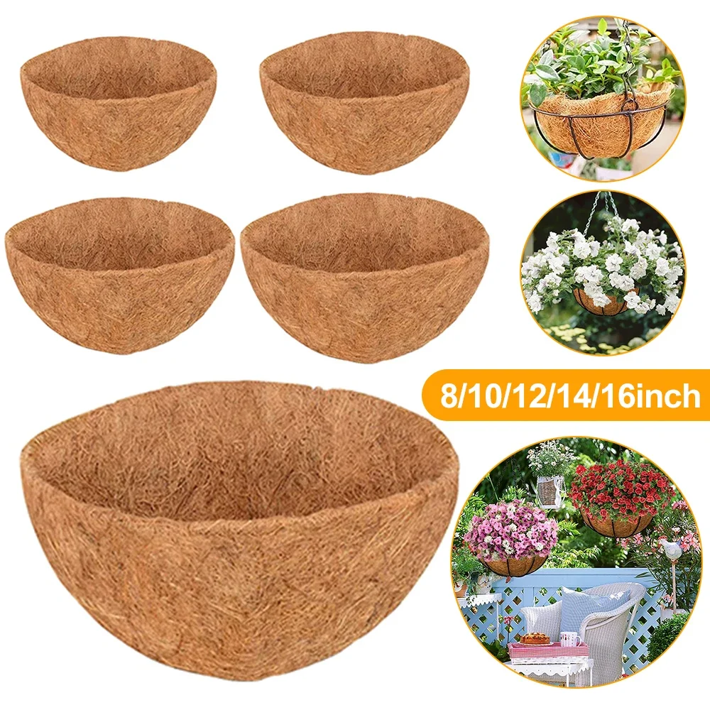 

Натуральная подвесная подкладка для корзины, украшение на стену, цветочный горшок из кокосового волокна, дышащий, многофункциональный для садовых принадлежностей для балкона