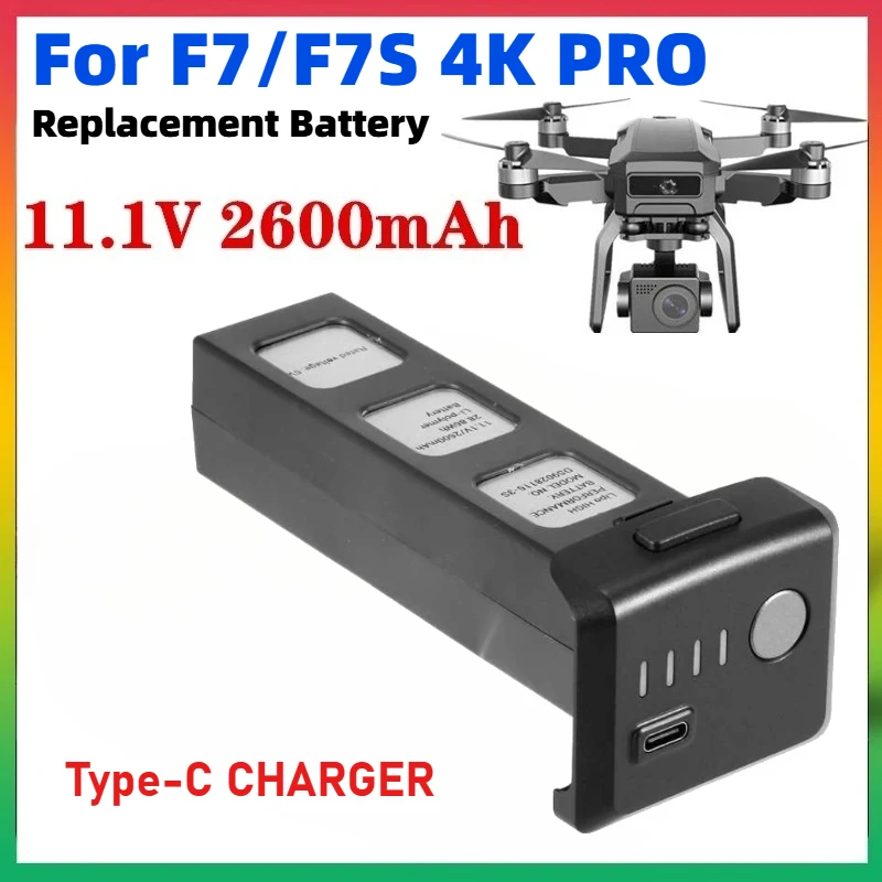 

11,1 В 2600 мАч RC Drone Батарея для F7/F7S 4K PRO Литиевые батареи для дрона Комплекты запасных частей со сменной батареей для дисплея мощности