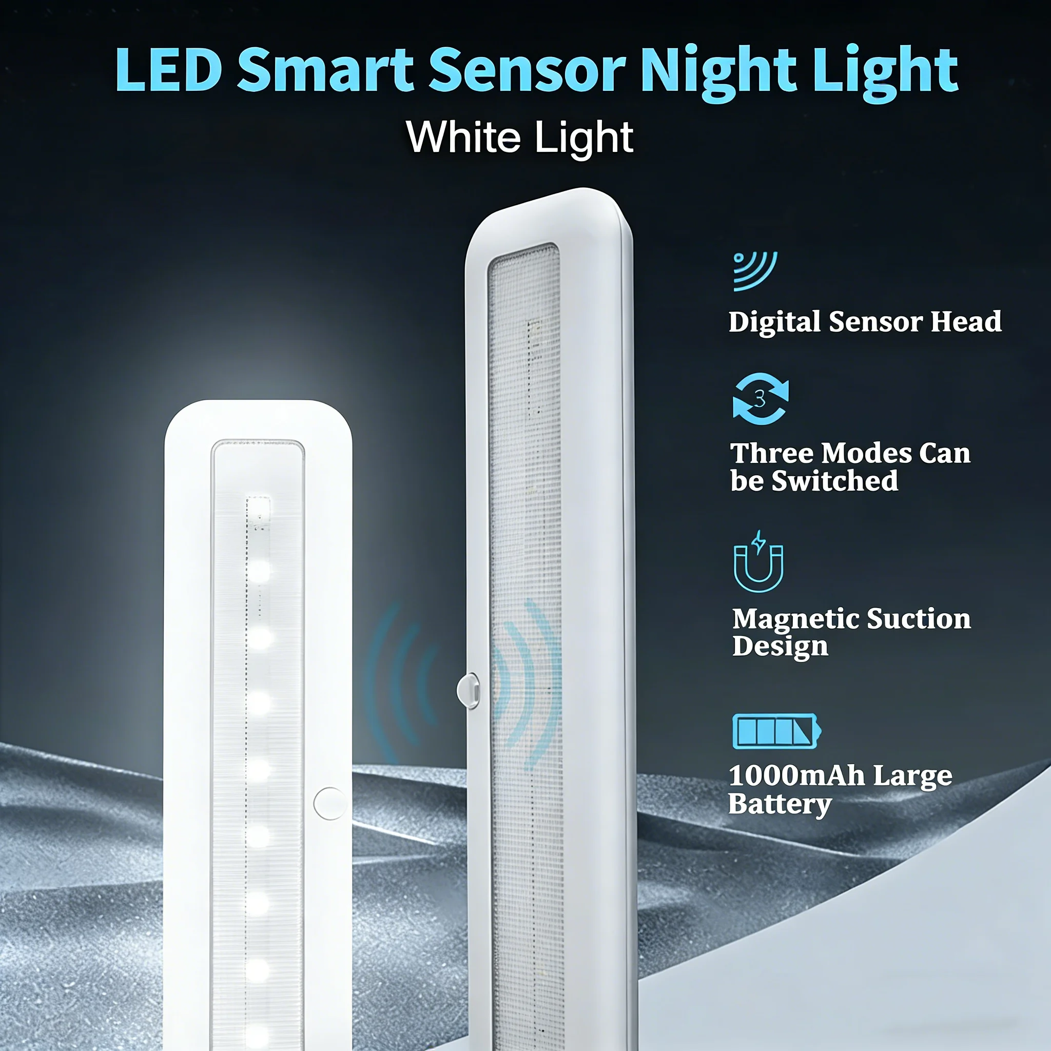 

LED Smart Night Light Smart Motion Sensor Light Emergency Automatic Lighting 1000mAH Rechargeable Cabinet Night Lamp for Bedroom