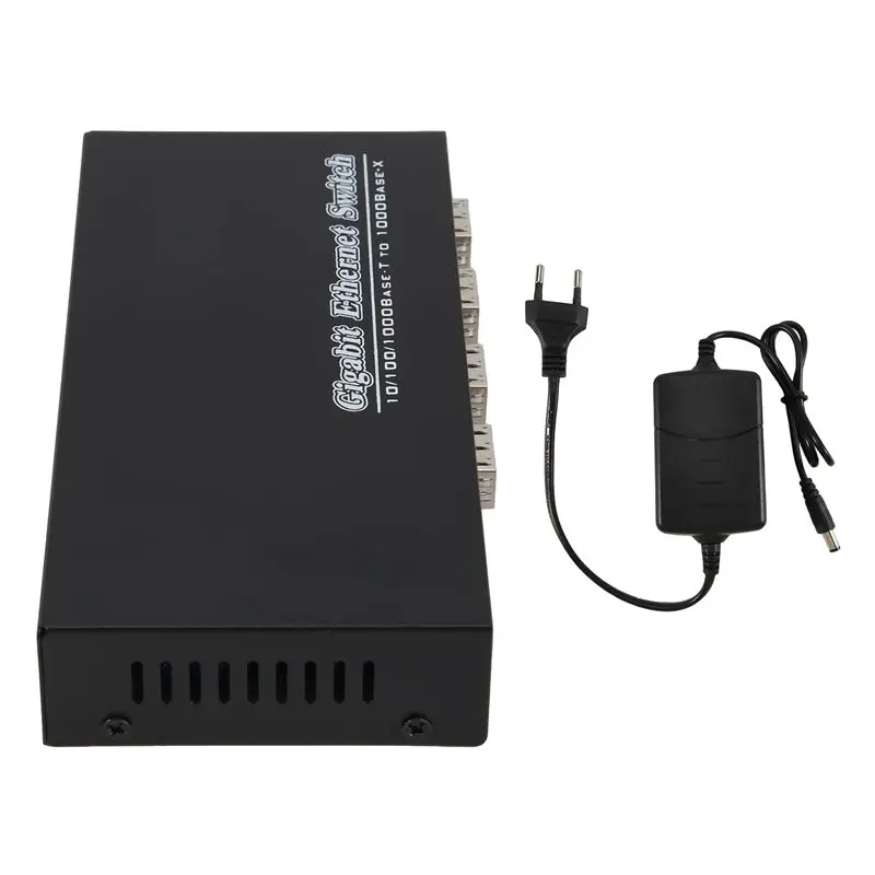 Gigabit SFP Media Converter 4 SFP to 2 RJ45 Transceiver 10/100/1000M Fiber Optic Switch EU PLUG-DT30