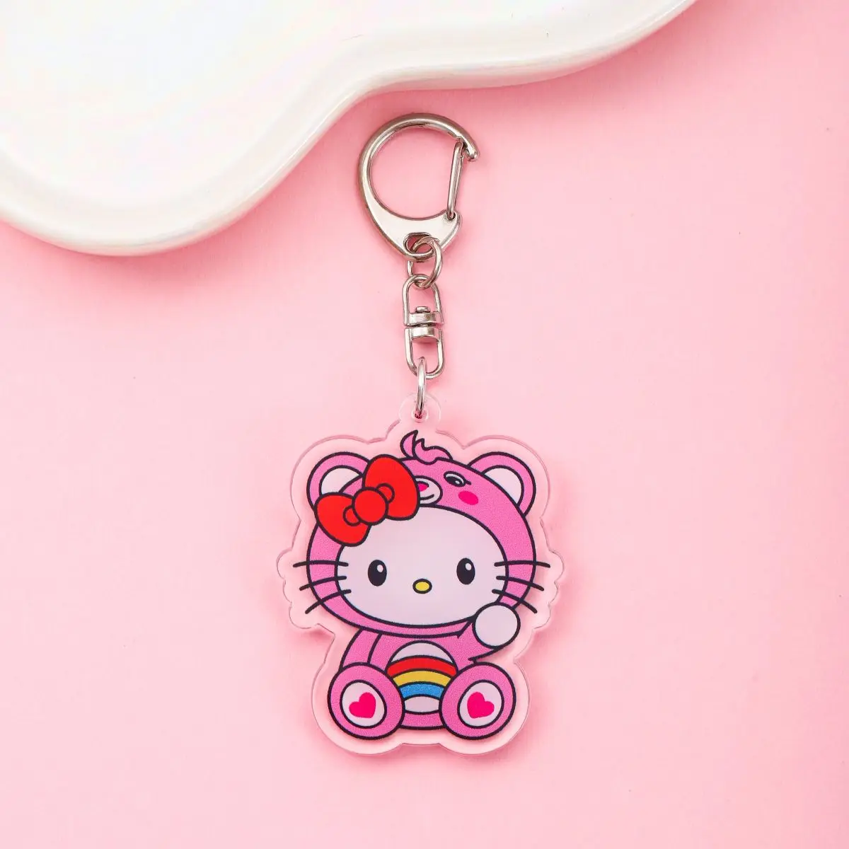 Anime hello kitty acrílico chaveiro accessaries dos desenhos animados engraçado saco pingente presente bonito saco charme chaveiro amigos fãs presentes