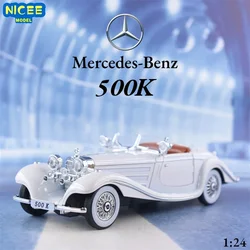 1:24 Mercedes-Benz 500K Classic Car Alloy Model Car Toy Diecasts Metal Casting Sound and Light Car Toy For Children Vehicle C504