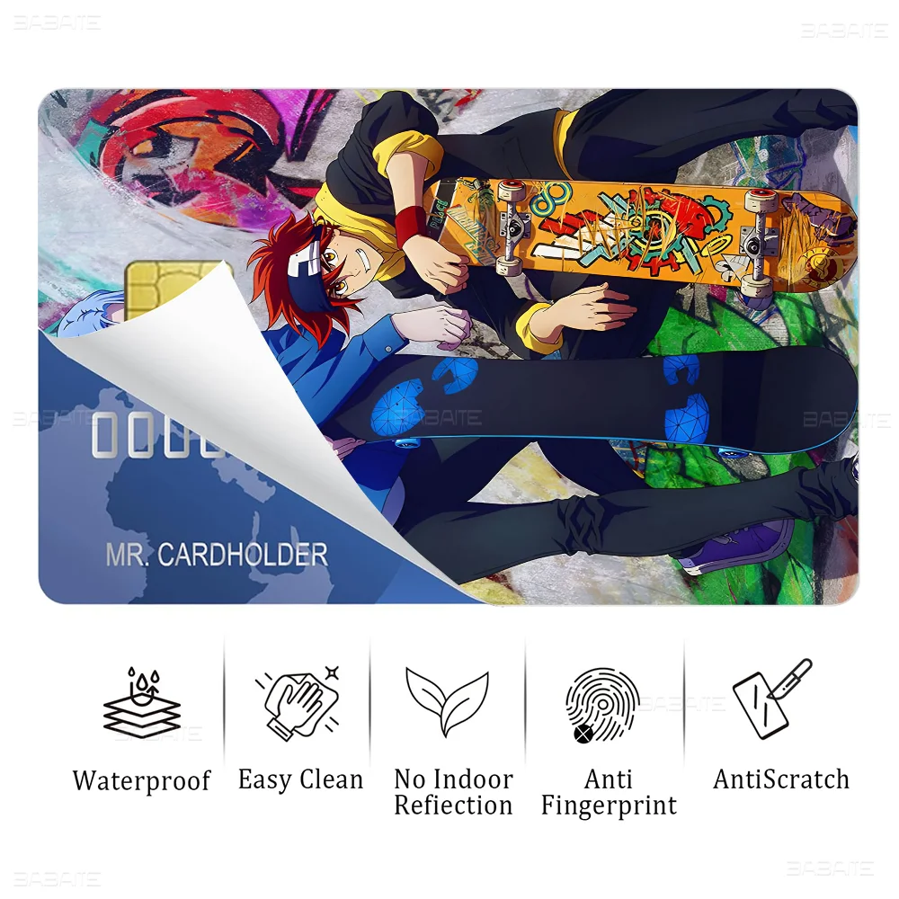 Skateboard S-SK8 Animation Anime Cartoon Sticker Film Skin For Credit Card Debit Bank Bus Card