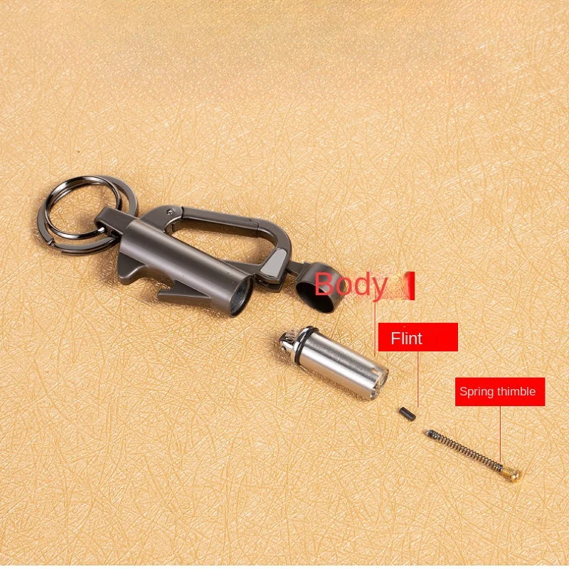 NewMultifunctional Grinding Wheel Kerosene Keychain Car Men\'s High-End Lighter Waist Padlock Key Personalized Pendant Tide Gift